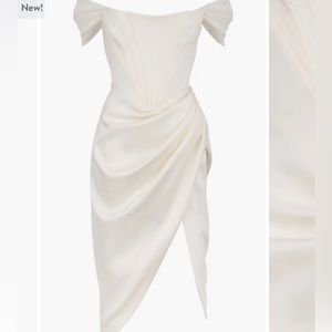 House of CB Loretta Off the Shoulder Satin Corset Dress